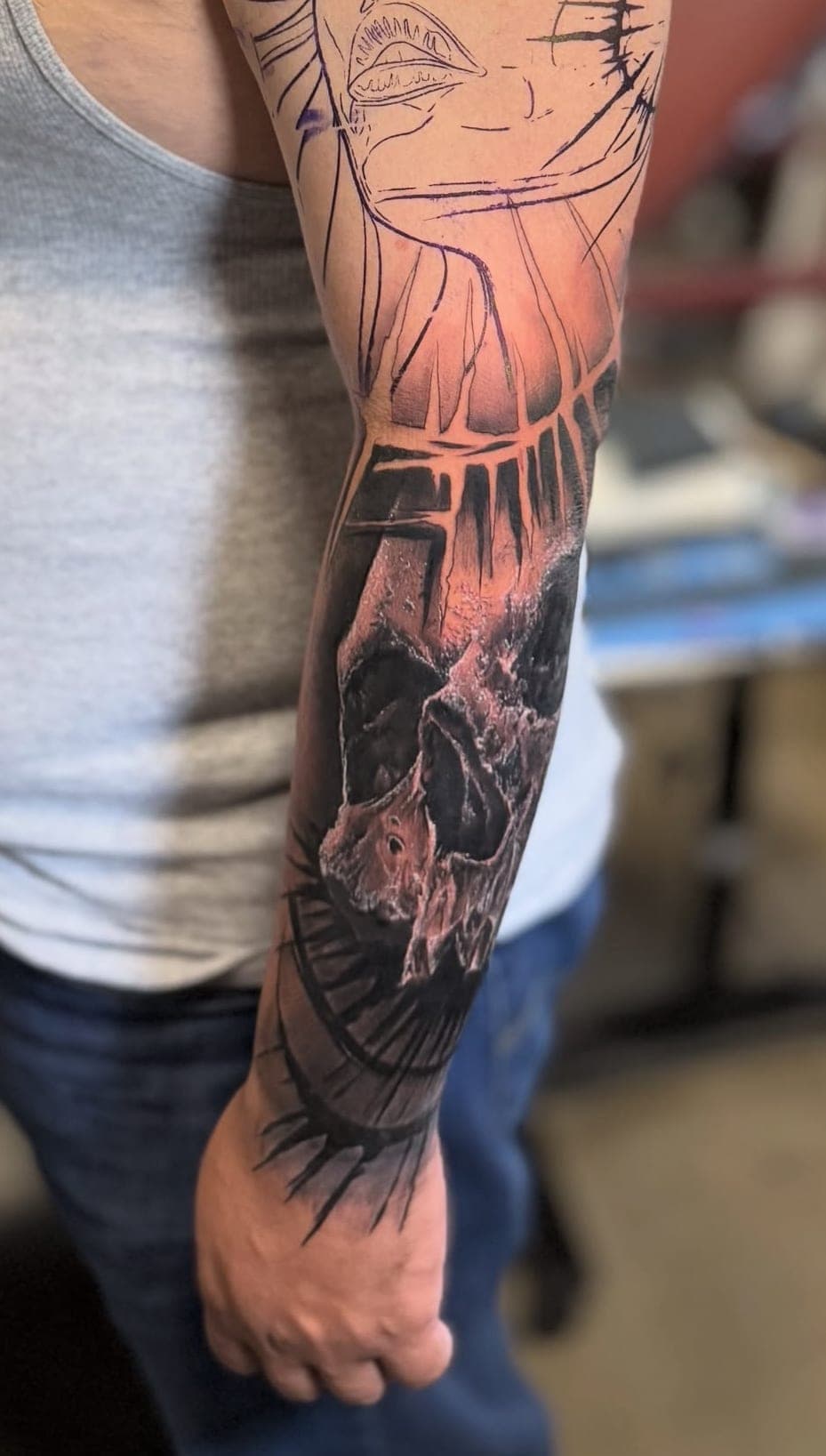 Skull crown sleeve work in progress